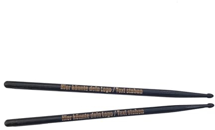 Drumsticks Hickory Schwarz personalisiert mit hochwertiger Wunsch Gravur - Laserung | 1 Paar | Made in Germany | Drummer Geschenke (5A) | Schlagzeug Sticks |Trommelstöcke handgefertigt