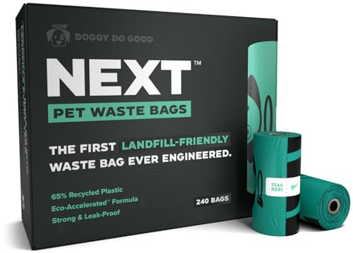 Doggy Do Good Next Pet Waste Bags for Dog Poop, Landfill Friendly, Recycled Plastic, Unscented, Leakproof, Strong, Thick, Earth Friendly, 240 Count