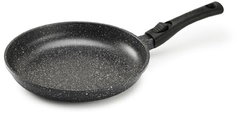 Pradel Excellence - PCUI001003 - Poêle en Fonte d'Aluminium Premium Ø28cm - Revêtement Anti-Adhésif Façon Pierre - Manche Amovible - Tout Feu, Induction, Four, Noir