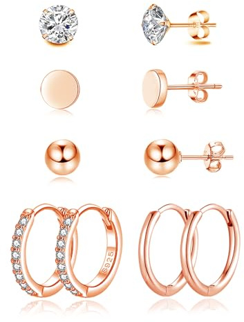 Loutade Ohrringe Silber 925, 5 Paare Sterling Silber Creolen Ohrstecker Set, Hypoallergene Kleine Knorpel Schlafen Creolen Ohrringe Stecker für Mädchen, Silber Damen Ohrringe für mehrere Piercings