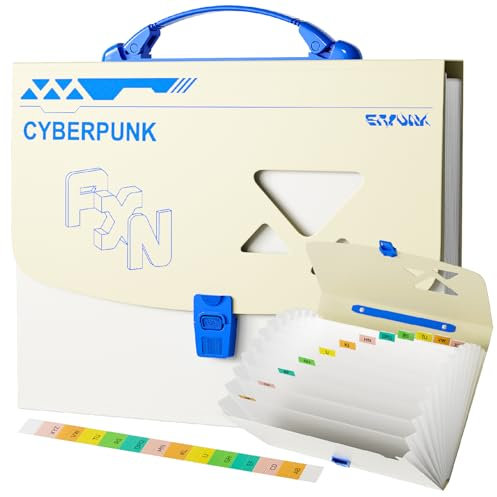 ThinkTex Ordner a4, 13 Fächern Sortiermappe Fächermappe Datei Organizer mit Griff, Dokumentenmappe A4, Akkordeon Ordner Tragbar Sortiermappe für Zuhause, Schule oder Büro Dokumente