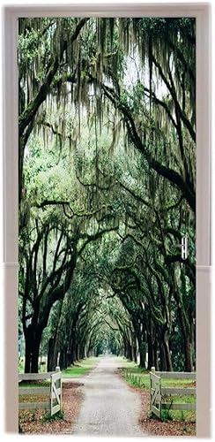 Türtapete Selbstklebend 95x210 Baumsicht Türaufkleber 3D Türposter Natur Fototapete Türfolie Türklebefolie Wasserdichte für Türwand Dekoration Tapete a4989