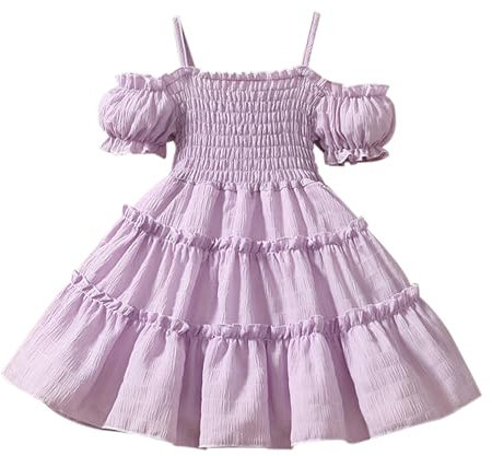 Mädchen Kleider Modische Schöne Freizeitkleider Kleinkind Kinder Baby Mädchen Tutu Kleid Tüll Rüschen Solide Prinzessin Hochzeit Party Kleider Mädchen Kleider Hochzeit Einschulung (Purple, 4-5 Years)