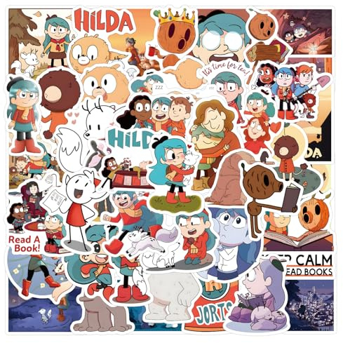 CAREOR 110Pcs Hilda Stickers, Vinyl Waterproof Anime Hilda Stickers for Kids Teen Crafts Laptop Bottles Envelopes Gifts Tags Snowboard
