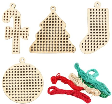 Weihnachts-Stickerei-Anhänger, Weihnachts-Stickerei-Ornamente aus - Nähen von Stickornamenten für den Weihnachtsbaum - Klassische Weihnachtsdekoration in schöner Form zum Basteln für Kaminsims, B