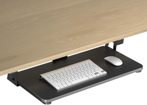 XINLEI Supporto per Tastiera Sotto Scrivania con Morsetto a C Grande, Cassetto Estraibile per Tastiera e Mouse, Dimensioni 75,6 cm (Lunghezza Totale) x 31,1 cm, Supporto per Scrivania Regolabile, DSF4