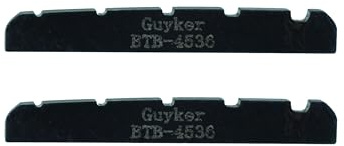 Guyker BTB-4536 Bassgitarren-Knochensattel, 5 Saiten, flacher Boden, vorgeschlitzte Knochenmuttern, Ersatzteile, Zubehör für PB JB Precision Bass Jazz Bass, Schwarz, 2 Stück
