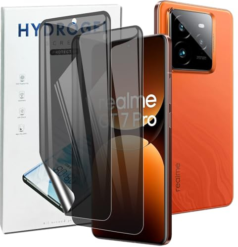 KUSINHOKA Protector Pantalla de Privacidad para Realme GT 7 Pro 5G, [2 Piezas] Anti-Espía Hidrogel Flexible Full Cobertura Película Protectora, Anti-arañazos Film Protector para Realme GT 7 Pro
