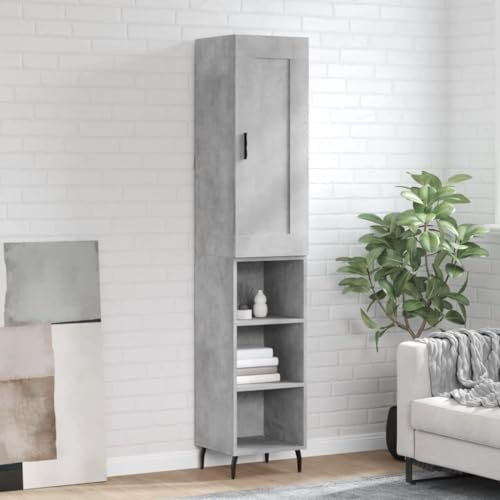Willood Highboard Betongrau 34,5x34x180 cm Holzwerkstoff