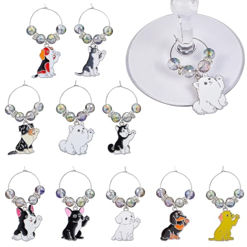 WEWAYSMILE 9-30 Pcs Wine Glass Charms Wine Charms for Stem Glasses for Drink Glass Tags for Cocktail Tasting Party Favors Supplies Goblet Glass Charm