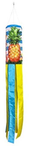 Briarwood Lane Spring Pineapple and Stripes Windsock Wind Twister 40x6 for Spring Wind Spinner