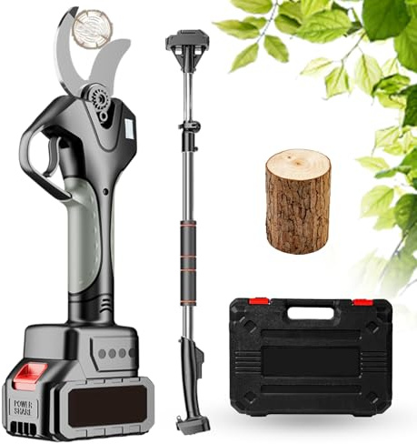 Tijeras de podar portátiles inalámbricas, podadora de árboles con pértiga extensible, batería de 2000 mAh y cuchillas SK5, podadora liviana para jardineros, cortador de ramas de árboles,2Batteries