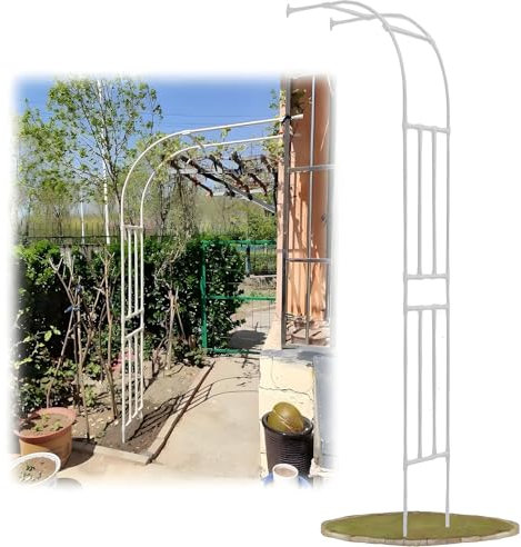 Arco da Giardino Metallico a Mezza, Struttura per Matrimonio a Mezza Arco, 120 cm, 180 cm, 220 cm, 260 cm, 300 cm Roseto Pergolato per Piante Rampicanti, Giardino Esterno, Cortile(Bianco,W 260 X H 240