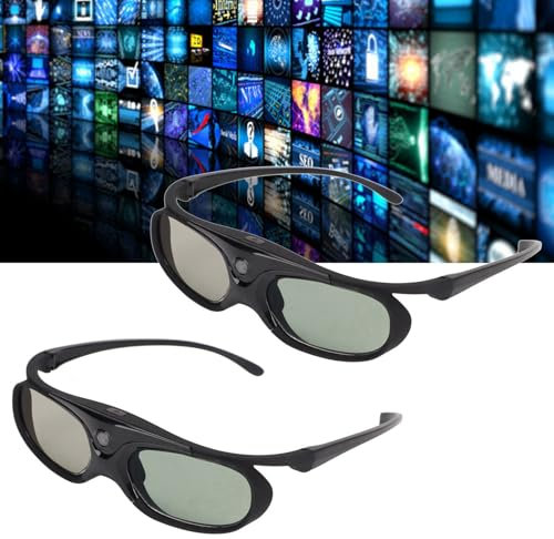 Gafas de Obturador Activo Sustvita 3D, 2 Piezas de 144Hz DLP Enlace LCD Lente GAJAS 3D para proyectores 3D DLP Gafas de Obturador Activo Recargable