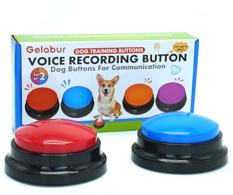Gelabur Set von 2 Hunde-Tasten für die Kommunikation, Sprachaufzeichnbare Tasten, Hunde Training sprechen Tasten Starter Set, Haustier einfach sprechen Tasten Werkzeuge