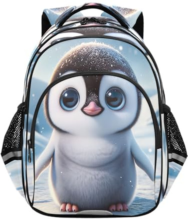 RPLIFE 43,2 cm großer Kinderrucksack für die Schule, niedlicher Pinguin, große Augen, Kinderrucksack, leicht für Reisen
