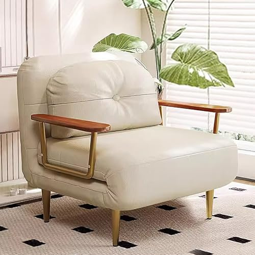 3-in-1 Schlafsofa Sessel Aus Kunstleder Mit 6-Fach Verstellbarer Rückenlehne, Platzsparendes Ausziehbares Gästebett Für Wohnzimmer, Schlafzimmer, Büro(Beige,190 * 68 * 33cm)