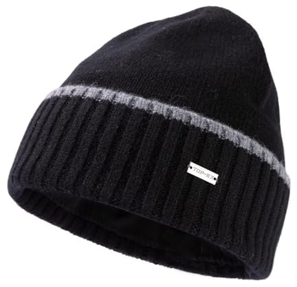 TOP-EX 100% Merino Wolle Winter Beanie Herren Damen Warme Wintermuetze Fleece Futter Wollmuetze Strickmuetze