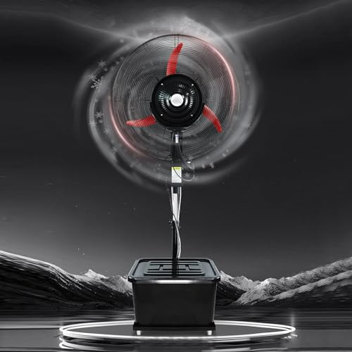 Heavy Duty 42L Misting Fan 22 Standing Outdoor Floor Fan with 3 Speed Settings for Industrial & Commercial Use Perfect for Gyms and Job Sites
