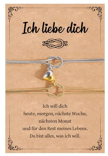 YELUWA 2 Pcs Partner Armbänder Partner Geschenke Damen Armband Jahrestag | Geschenk für Ihn/Sie Couple Geschenke für Frauen Männer Freund Freundin Ehemann Gattin 18. 30. 40. 50.Geburtstag Hochzeitstag