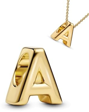 WEIMU Buchstaben Charms Gold Charms Anhänger Silber 925 für Armbänder, Stopper charm anhänger,beads charms,kompatibel mit europäischen Armbändern und Halskette für Frauen (Gold A)