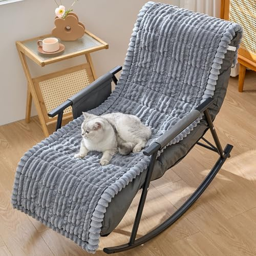 Generisch Sesselschoner Relaxsessel Sesselüberwurf, Weiche Plüsch Sesselauflage, Anti-Rutsch Schonbezug, Flauschiger für Haustiere, Sofa Waschbar Sesselbezüge für Haustieren Hund,Grau,50 * 50cm