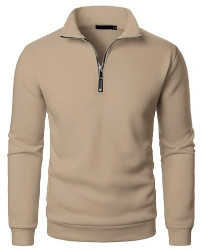 Men's Jumpers Quarter Zip Sweatshirts for Men Stand Collar Long Sleeve Pullover 1/4 Zip Jumpers Mens Plain Classic Fit Sweater Lightweight Work Sweatshirt Autumn Winter Warm Tops Comfy Daily Wear