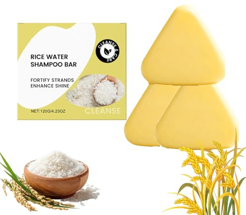 Champú de arroz con agua de arroz 2 en 1 contra la caída del cabello, anticaída y fortalecimiento, barra de champú natural fija, jabón para el cuidado del cabello, jabón de arroz para reducir el