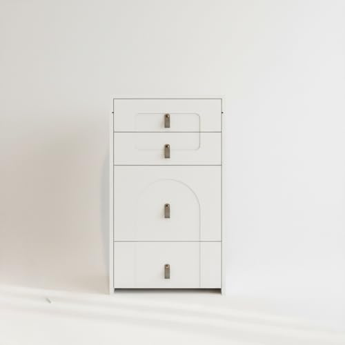 Zenithz Set da toeletta e sgabello, larghezza 50 cm, 3 cassetti, bianco, con specchio LED, sgabello pieghevole salvaspazio