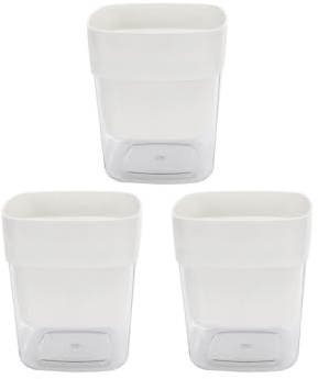 Homeponnew Lot de 3 pots de fleurs en plastique à auto-arrosage avec réservoir visible et drainage pour plantes d'intérieur et d'extérieur, 12 cm de diamètre (blanc)