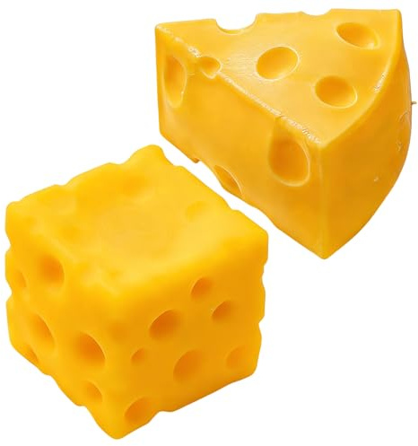 ELYIQI 2PCS Cheese Squishy, Käse Squishy, Set mit Dreieck- und Quadrat-Form, ideal als Bürodekoration geeignet