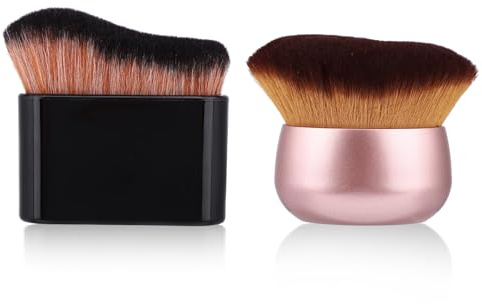 NQEUEPN 2st Självbrunare Penselset, Självbrunarapplikator Blandningspensel Foundation Make-up Spraybrun Kropp Bronzer Blandningsborstar för Ansikte Ben (Rosa, Svart)