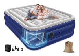 Spopal Colchón Hinchable, [200x152x40cm] Grande Colchón Inflable Equipado con Bomba Autoinflable Eléctrica, Máx 450KG, Doble Camas Hinchables para Uso doméstico y de Invitados y Camping