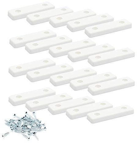 20 x Bodenabstandshalter/Möbelpads/Möbelfüsse zum Anschrauben | sossai® Möbelgleiter MG2 | Farbe: Weiß | Größe: 50x14x5 mm | Inkl. Schrauben