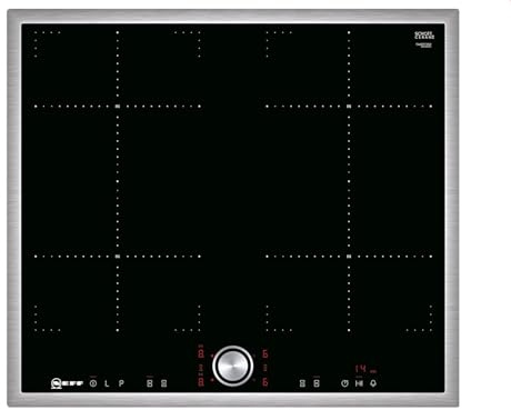 NEFF T46BT73N2, N 70, Induktionskochfeld 60 cm , Autakes Kochfeld , TwistPad , FlexInduktion , PowerMove , PowerBoost , Glaskeramik , Edelstahlrahmen , flächenbündig, Schwarz