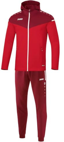 JAKO Herren Trainingsanzug Polyester Champ 2.0 mit Kapuze, Rot/Weinrot, L