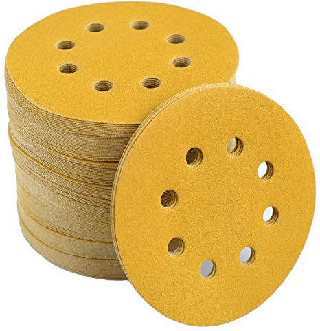 Aiyard 5-Inch 8-Hole Hook and Loop Sanding Discs 180-Grit Random Orbit Sandpaper, 100-Pack