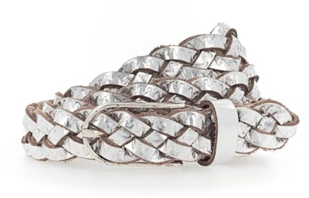 Vanzetti Braided Women's Belt W85 Silver Metallic