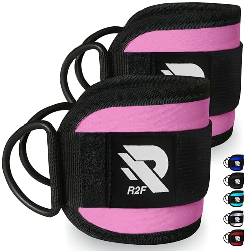 R2F Fußschlaufen Kabelzug - Kickbacks Fußschlaufen - Fußmanschetten Kabelzug - 2 Stück Kabelzug Fußschlaufen für Fitness Training - Ankle Strap Fußschlaufen für Frauen und Männer
