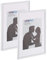 Relaxdays Bilderrahmen 2er Set, 20x30 cm, Passepartout 15x20 cm, Glasscheibe, Fotorahmen zum Stellen & Hinhängen, weiß