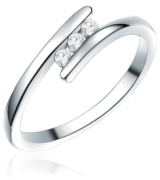 Rafaela Donata Damen Ring 925/- Sterling Silber | rhodiniert, Bandring, Zirkonia, weiß