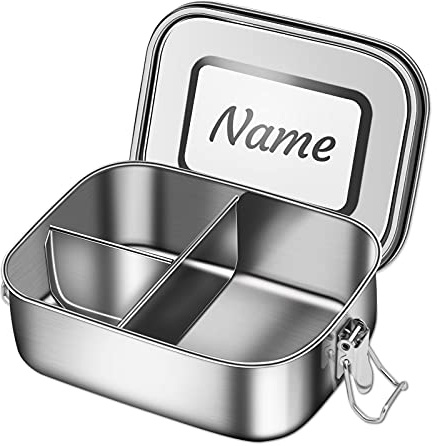 CGFN Edelstahl Brotdose, Lunchbox mit Anpassbarem Gravierter Text, Umweltfreundlich und BPA-frei, Brotdose Auslaufsicher inkl. Abtrennung und Dichtring (1800ml)