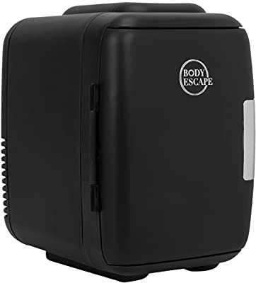 Body Escape Mini Beauty Fridge for Skincare - Birthday Gifts for Her - Retro, Portable, Compact and Quiet Small Fridge for Makeup - 5L - Black Mono