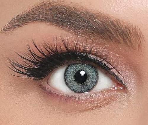 ICONIC lentilles de contact de couleur MARINE - lentilles mensuelles à forte opacité pour 3 mois en bleu clair, résultat naturel pour les yeux foncés, sans correction de la vue - 1 paire