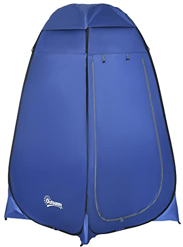 Outsunny Pop-up Duschzelt Toilettenzelt mit Tragetasche Fenster Blau | Tragbare Mobile Umkleidezelt, WC Zelt, Privatsphäre Toilette, Umkleidekabine, Wurfzelt, Lagerzelt, für Outdoor Camping Strand