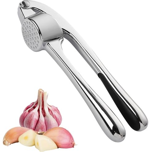Pressa-aglio, schiaccia aglio, Spremiaglio in Acciaio Inox, 16cm Facile da Pulire e antiruggine, Schiaccia Aglio Impugnatura ergonomica Morbida e Facile da spremere, Schiaccia Aglio