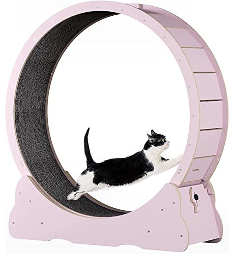 BLANKX Katzenlaufrad für Wohnungskatzen, Leises Kleines Mittelgroßes Laufrad für Katzen, Kleine Lücke Haustier Katze Laufrad Spielzeug mit Bremse,L-Pink