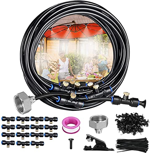 12M Sprühnebel Kühlung Bewässerungs System，75 Pcs Sprühnebel Kühlung Set，Kühlnebelsystem im Freien，Geeignet für Veranstaltungen im Freien，Gärten，Terrassen，Sonnenschirme und Dach