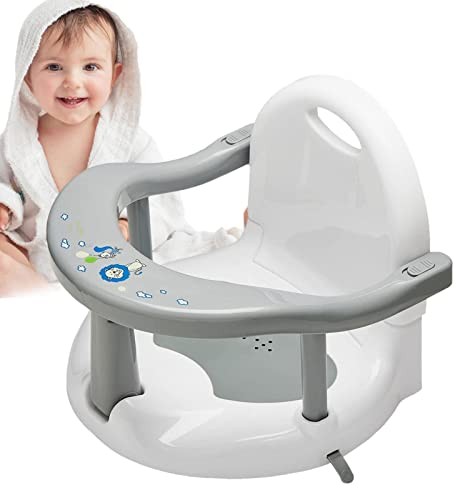 Babybadestuhl - Rutschfester faltbarer Baby-Badesitz,Badewannenstuhl für Kleinkinder mit leistungsstarken Saugnäpfen, Badestuhl Baby, Babybadesitze, Badewannensitz für 6-18 Monate Baby Rainao