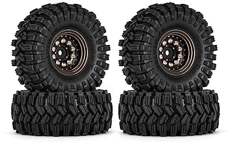 INJORA 1.0 Beadlock Felgen Reifen Set für SCX24 TRX4M 1/24 1/18 RC Crawler